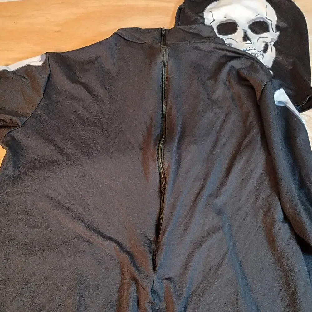Spooktacular Creations Adult Mens Skeleton Halloween Costume Jumpsuit Hood Size